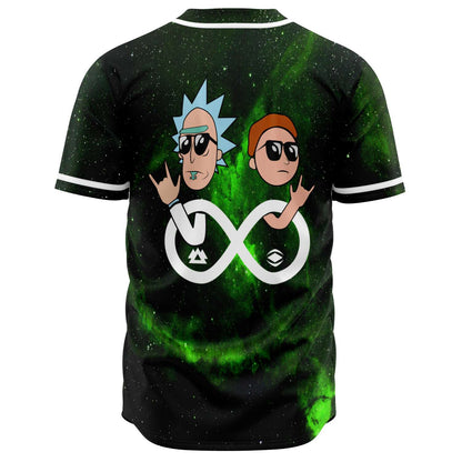 Black Green Galaxy Rave Baseball Jersey