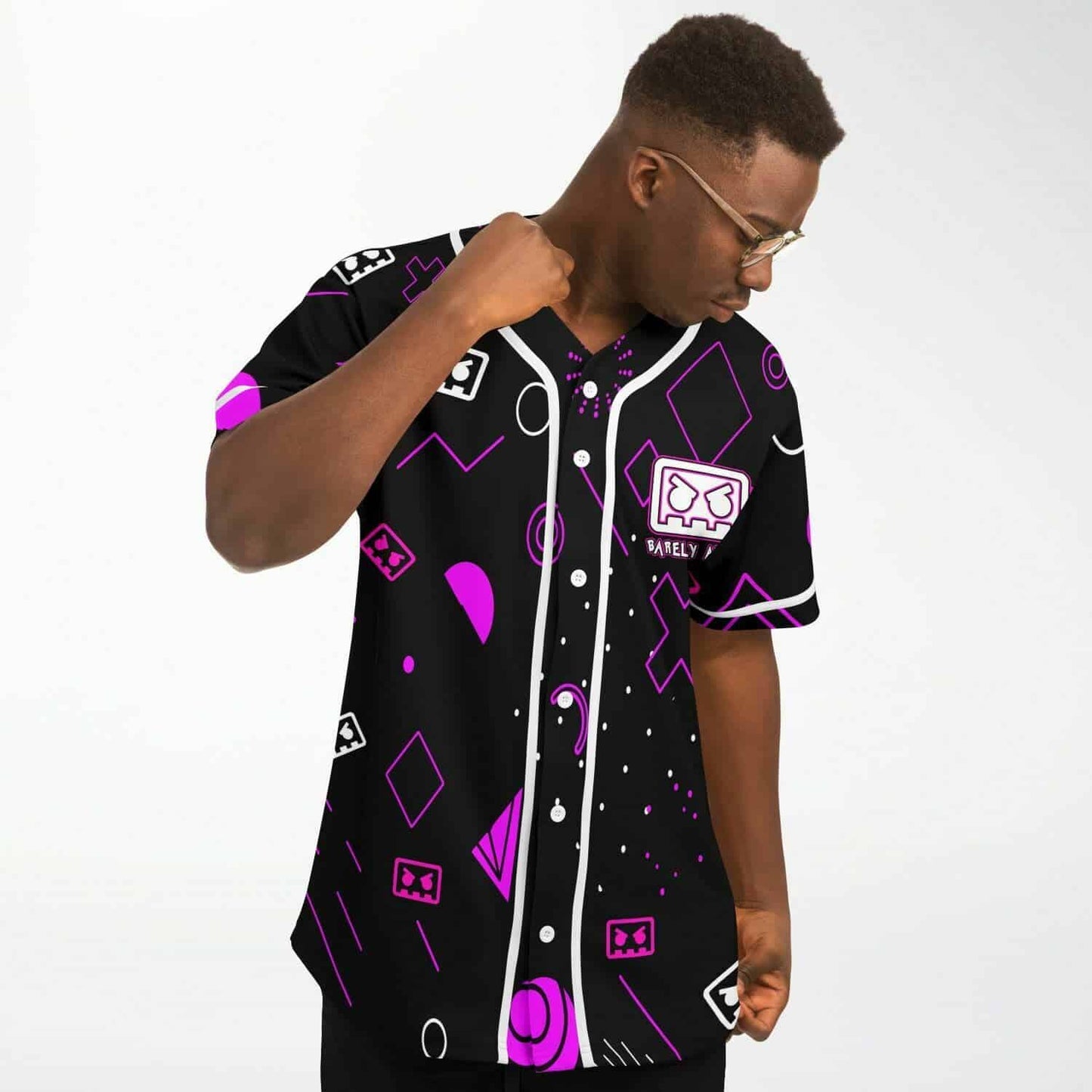 BARELY ALIVE Black Memphis Geometric Rave Baseball Jersey