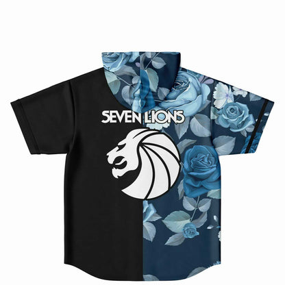 Seven Lions Black Blue Roses Rave Hooded Baseball Jersey