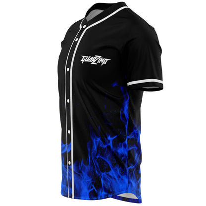 Guarzino Black Blue Fire Rave Baseball Jersey