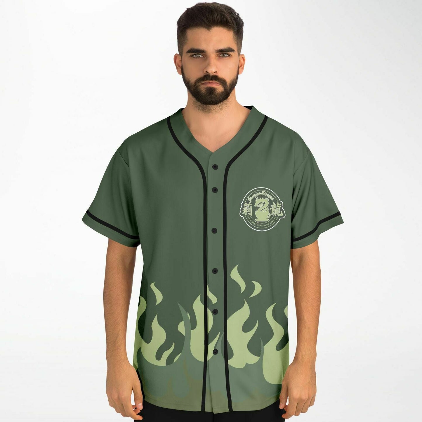 Olive Asian Dragon Rave Baseball Jersey