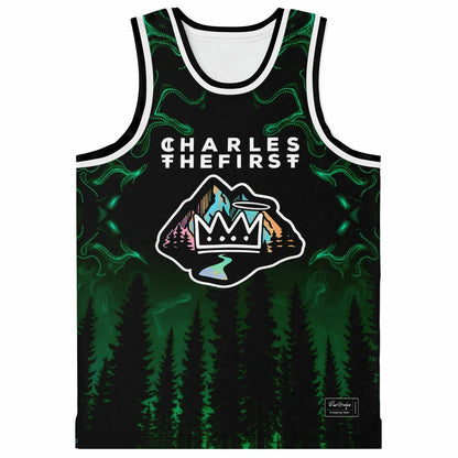 CharlesTheFirst Dark Green Misty Pine Rave Basketball Jersey