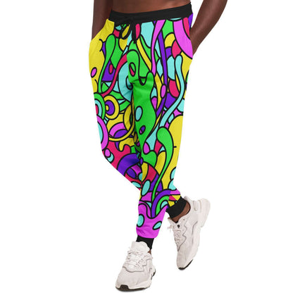 Black Cuffs Abstract Groovy Rave Joggers