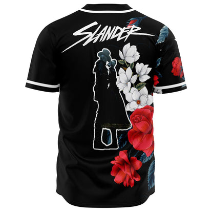 Slander Black Dark Floral Rave Baseball Jersey