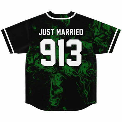 Black Green Liquid Rave Baseball Jersey
