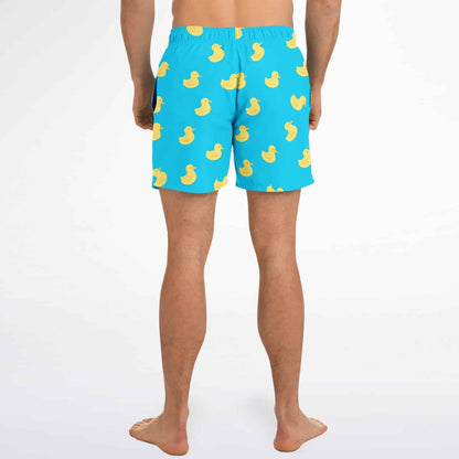Turquoise Blue Rubber Ducks Rave Swim Trunks