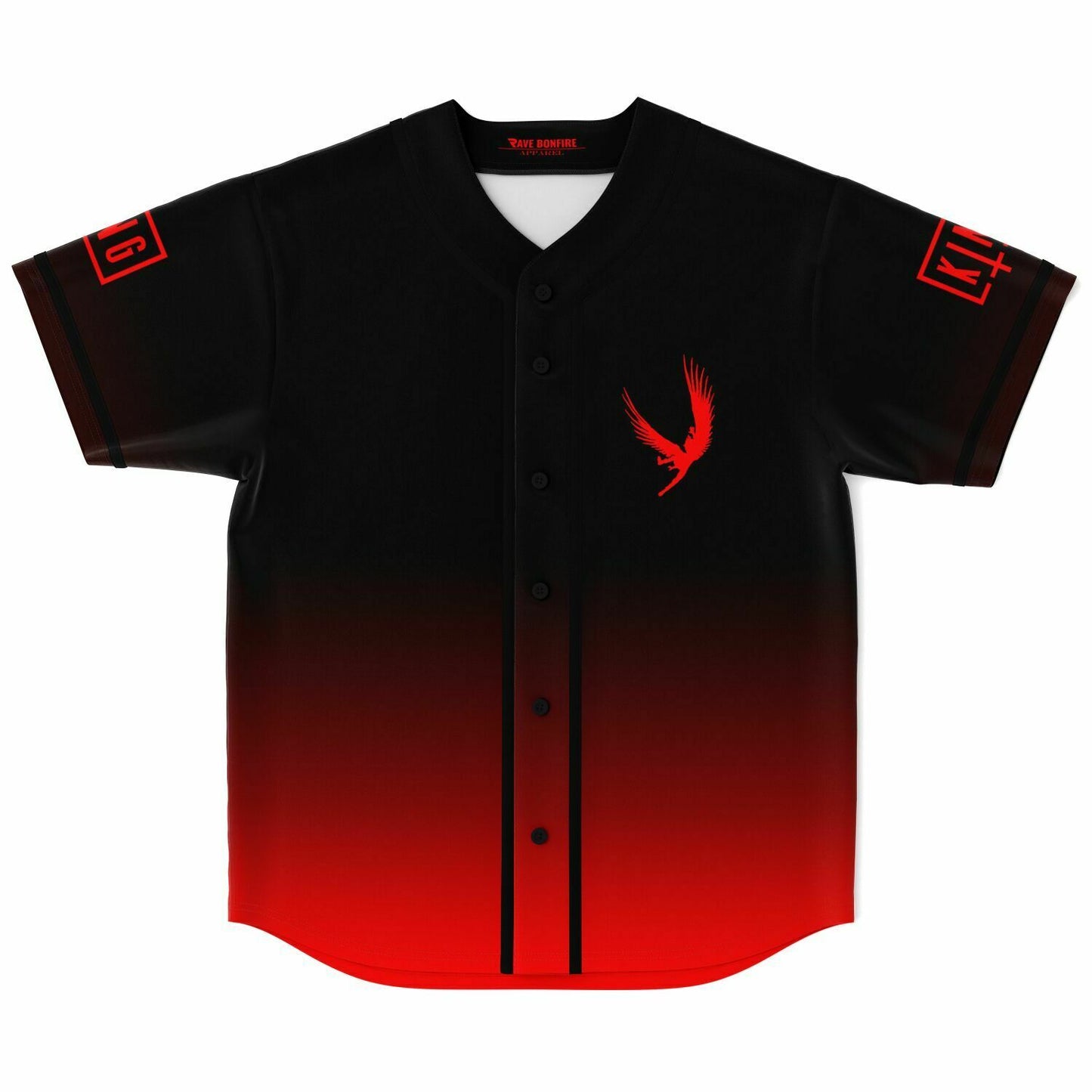 Sullivan King Black Bright Red Eagle Rave Baseball Jersey