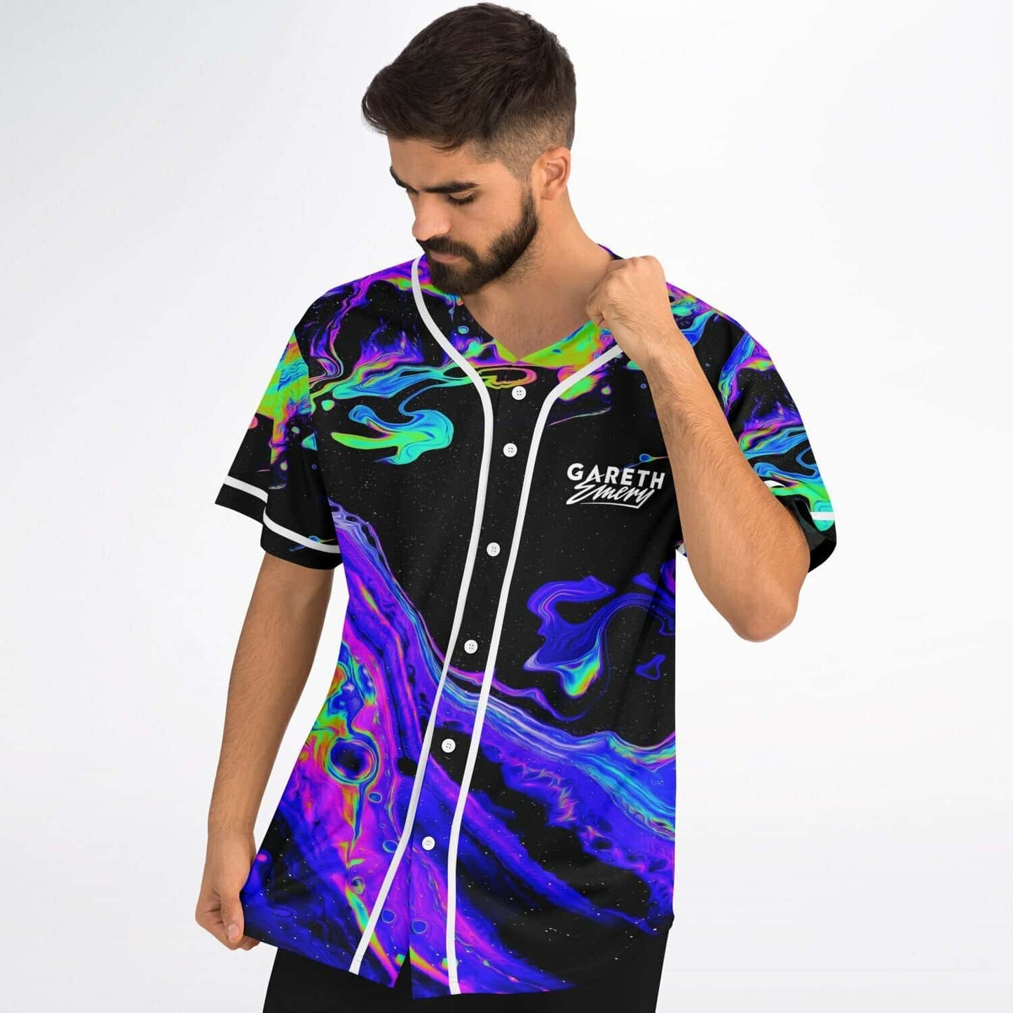 Gareth Emery Black Psychedelic Iridescent Rave Baseball Jersey