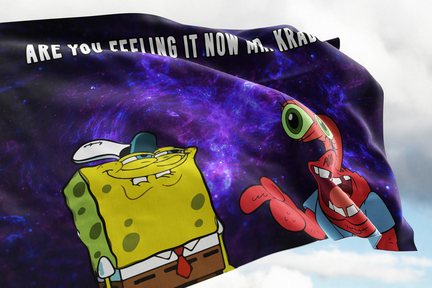 Dark Purple Spongebob Wearing Rave Flag