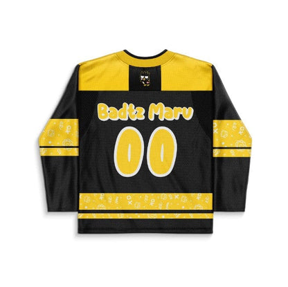 Black Yellow Cartoon Penguin Rave Hockey Jersey