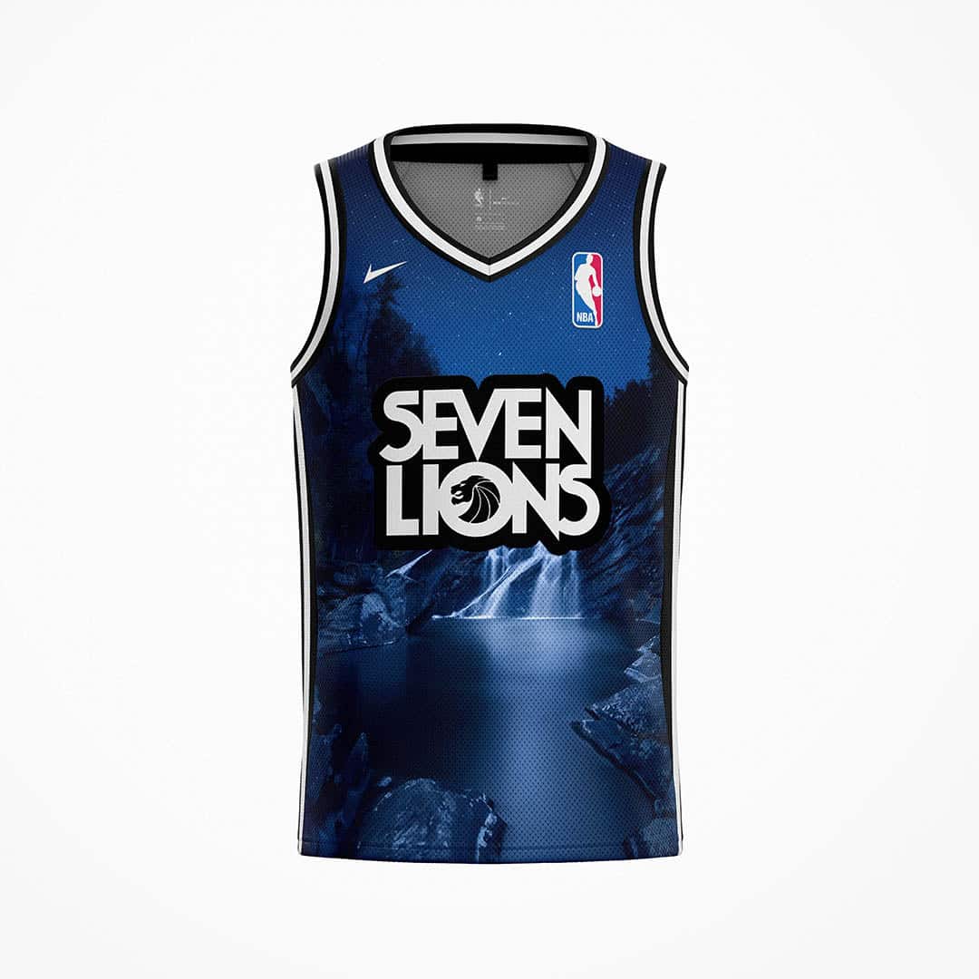SEVEN LIONS Deep Blue Lion Mane Rave Basketball Jersey