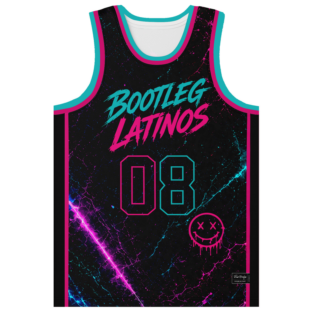 Black Cracked Marble Rave Basketball Jersey