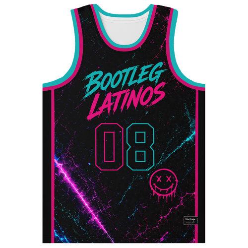 Black Cracked Marble Rave Basketball Jersey