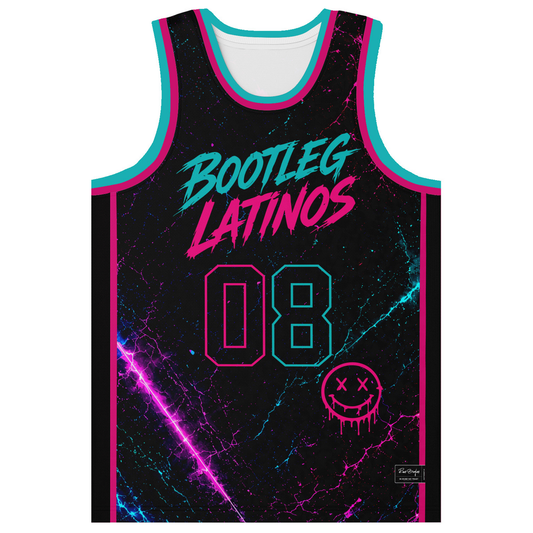 Black Cracked Marble Rave Basketball Jersey