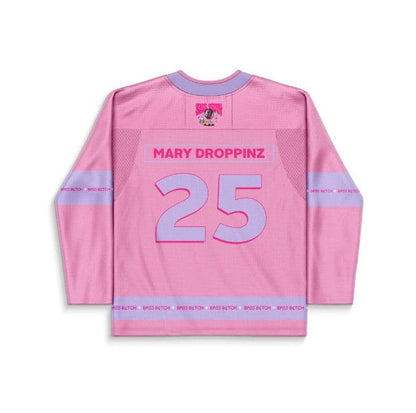 Mary Droppinz Pink Cartoon Mascot Rave Hockey Jersey