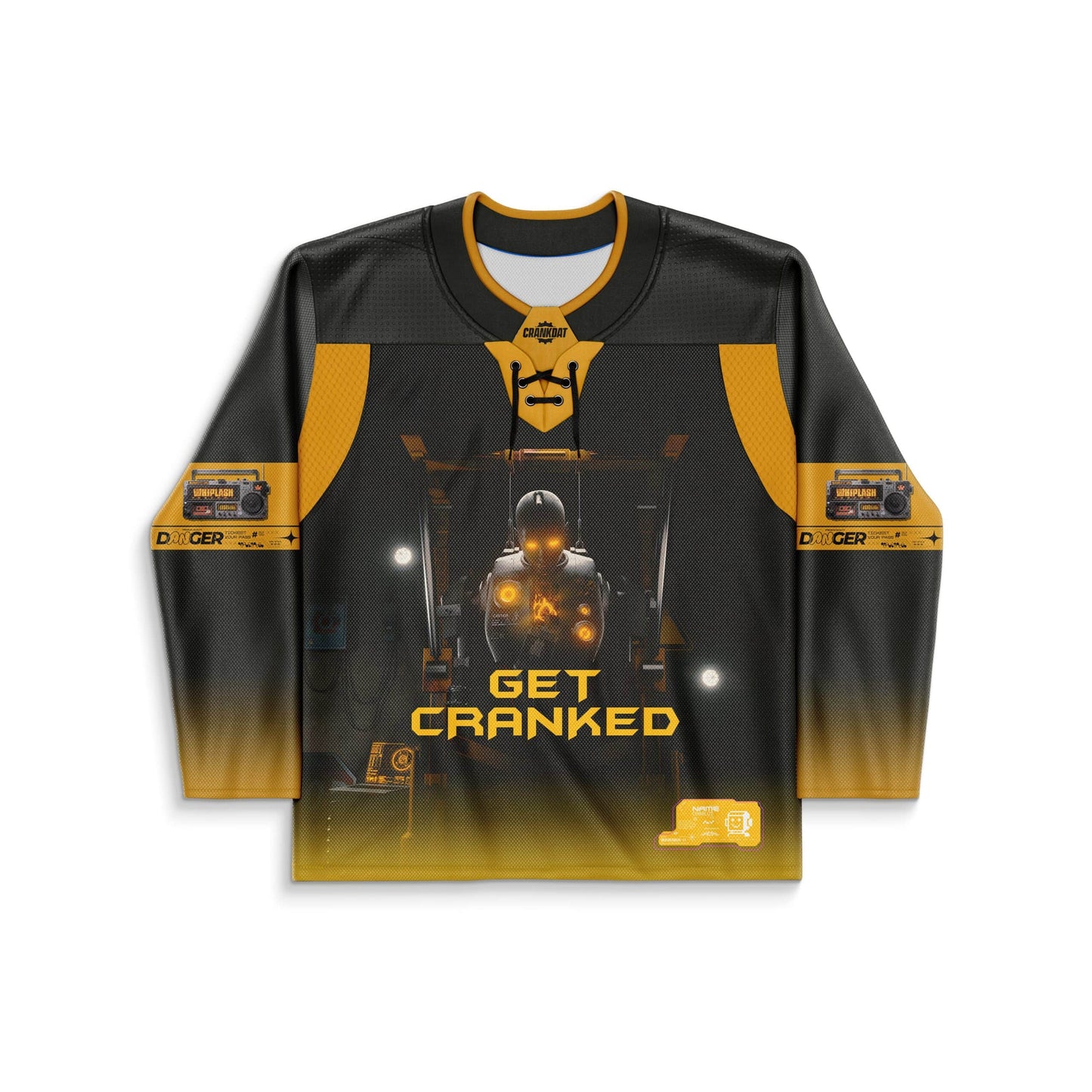 Black Golden 3D Rendered Rave Hockey Jersey