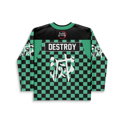 Green Black Japanese Fox Rave Hockey Jersey