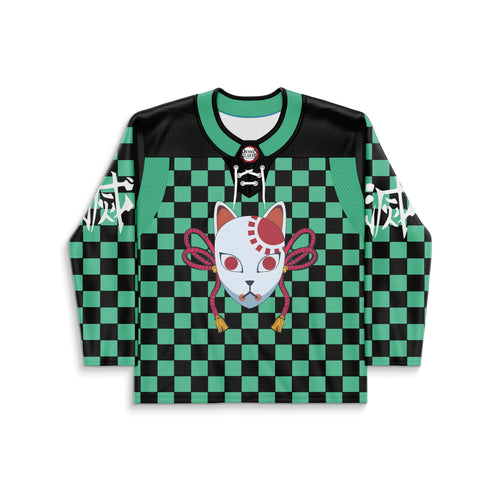 Green Black Japanese Fox Rave Hockey Jersey