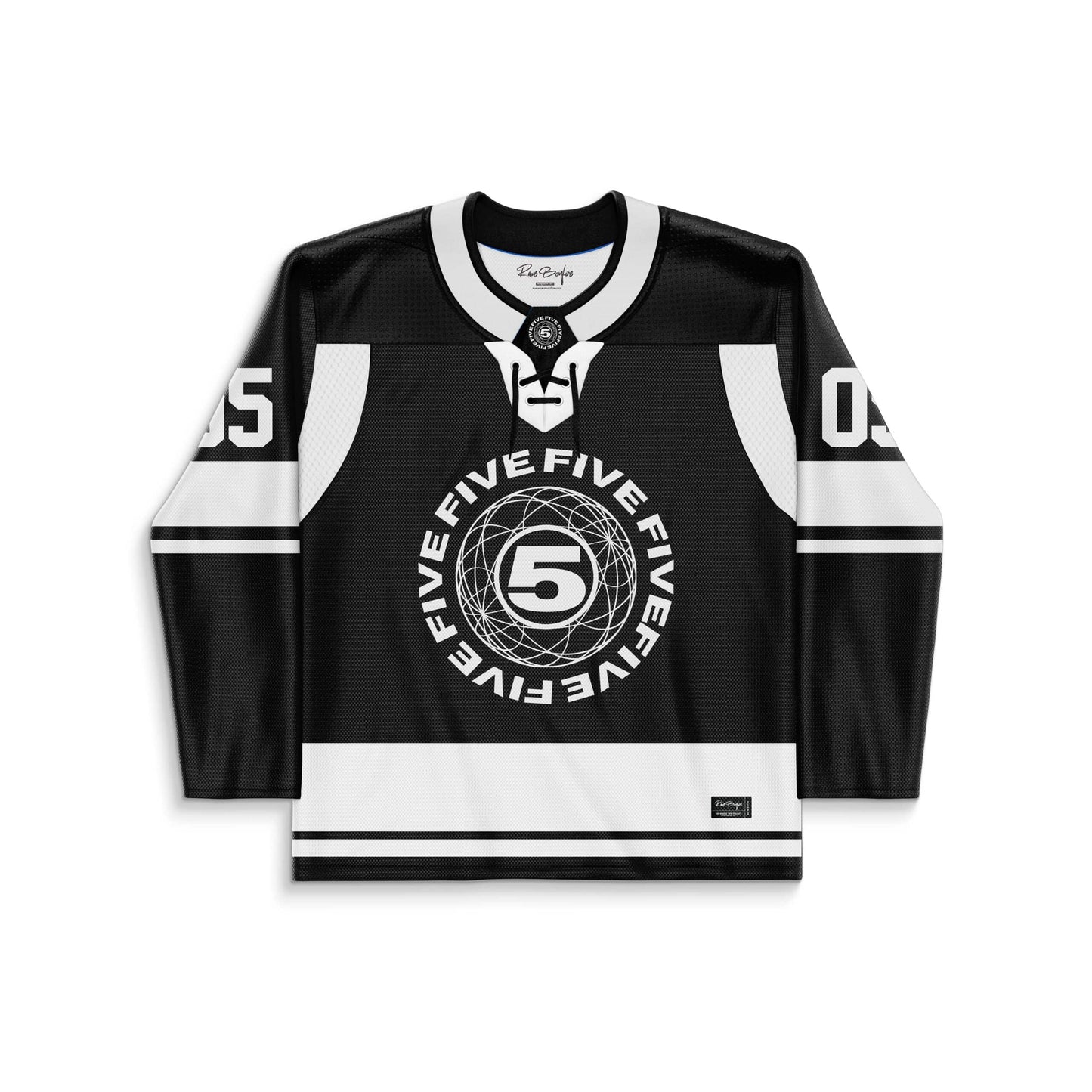 Black White Geometric Sacred Rave Hockey Jersey