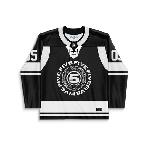 Black White Geometric Sacred Rave Hockey Jersey