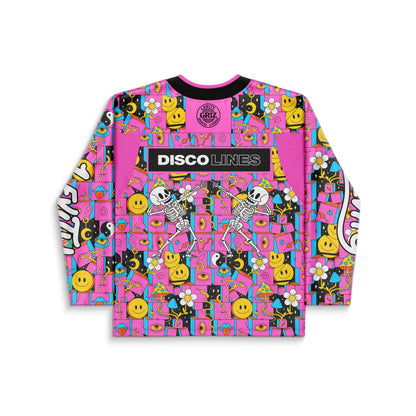GRiZ x Disco Lines Hot Pink Dense Collage Rave Hockey Jersey