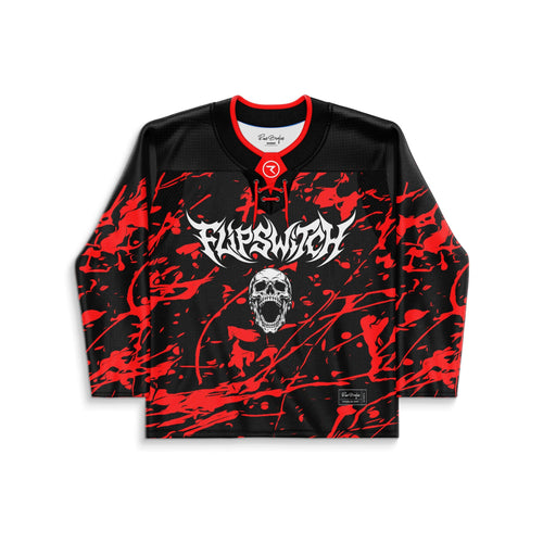 Flipswitch Black Red Screaming Skull Rave Hockey Jersey