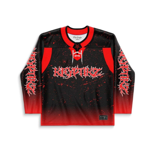 Black Red Gothic Rave Hockey Jersey