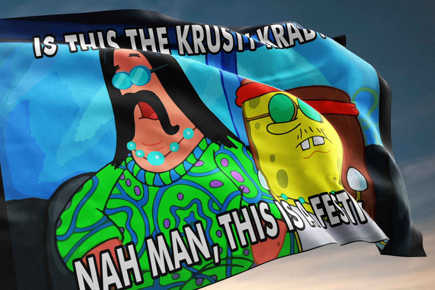 Blue Patrick Star Rave Flag