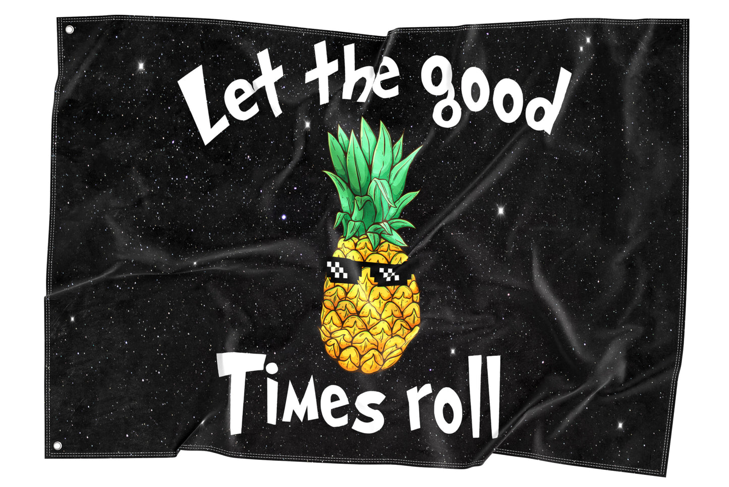 Black Starry Cartoon Pineapple Rave Flag