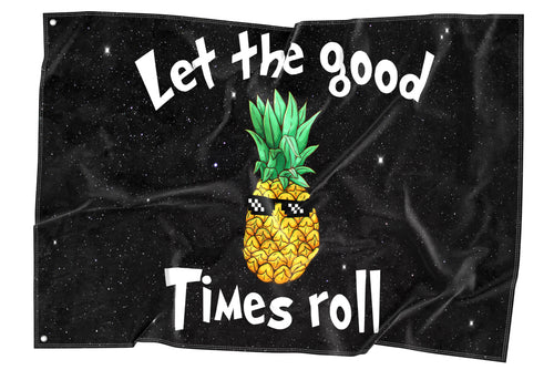 Black Starry Cartoon Pineapple Rave Flag