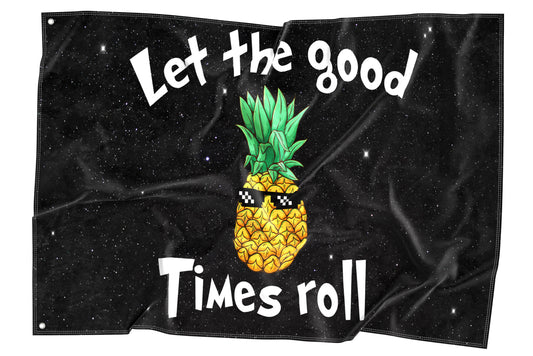 Black Starry Cartoon Pineapple Rave Flag