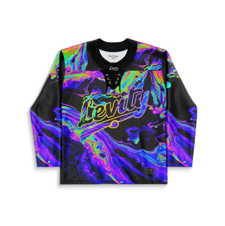 Levity Black Holographic Oil Rave Hockey Jersey