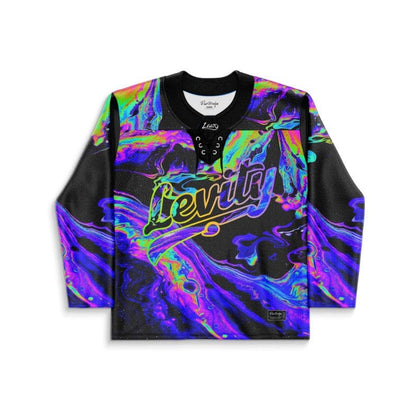 Levity Black Holographic Oil Rave Hockey Jersey