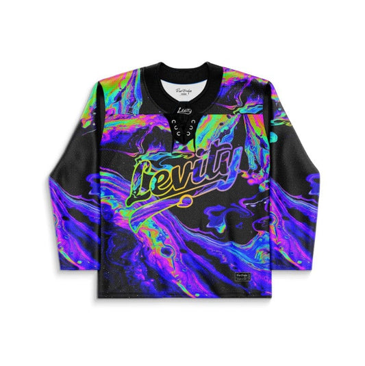 Levity Black Holographic Oil Rave Hockey Jersey