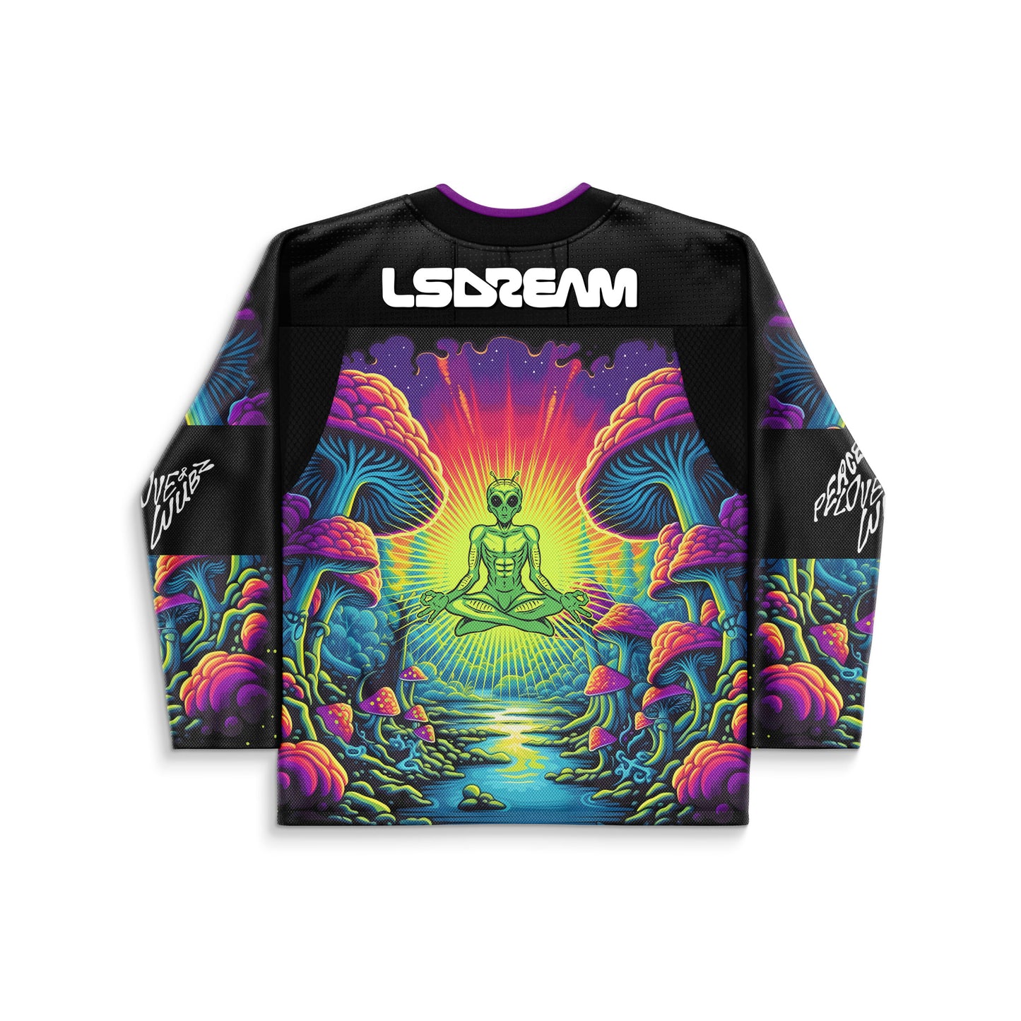 LSDREAM Black Psychedelic Glowing Rave Hockey Jersey