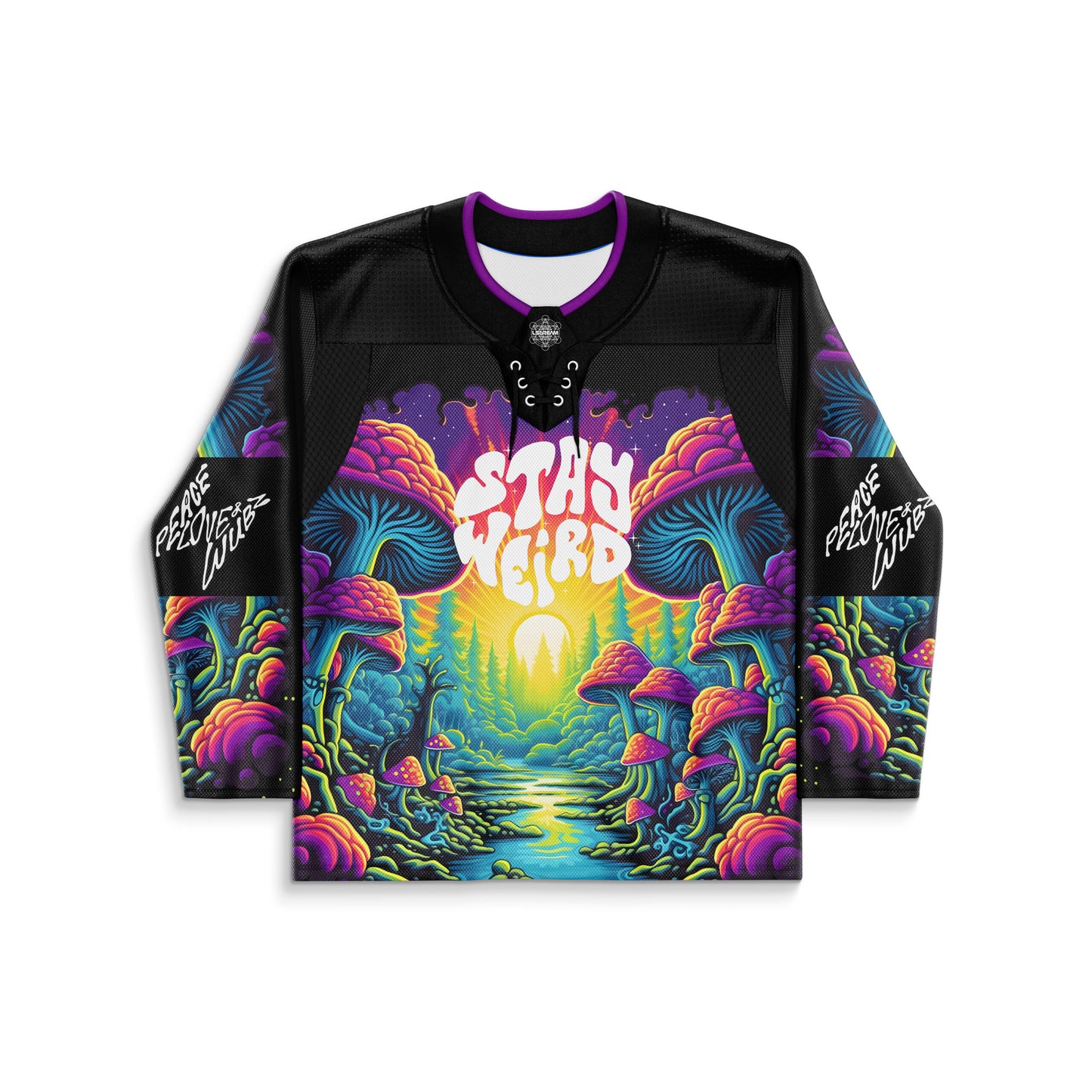 LSDREAM Black Psychedelic Glowing Rave Hockey Jersey