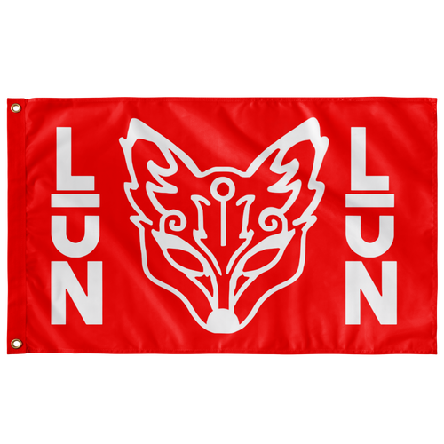 LUN Bright Red Stylized Fox Rave Flag