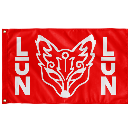 LUN Bright Red Stylized Fox Rave Flag