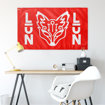 LUN Bright Red Stylized Fox Rave Flag