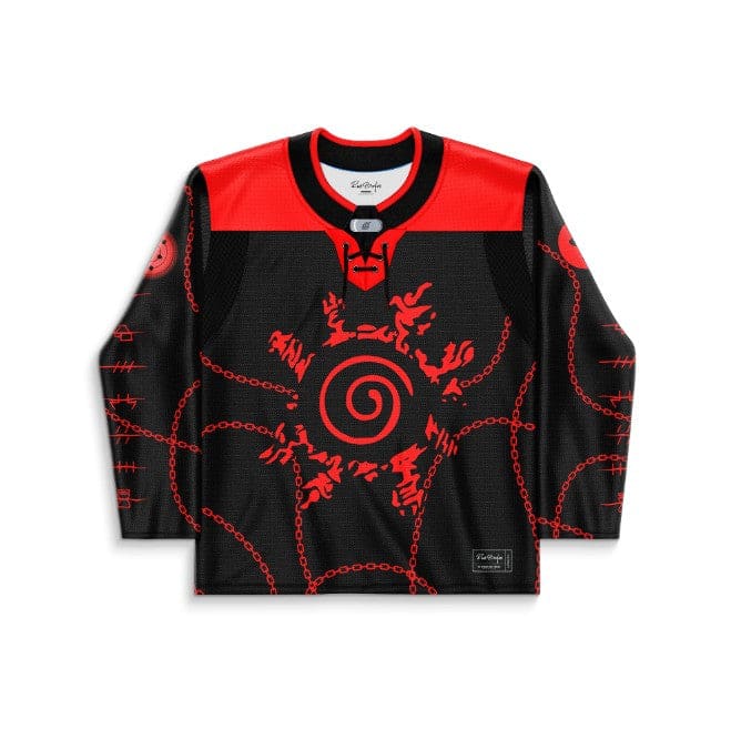 Black Red Spiral Seal Rave Hockey Jersey