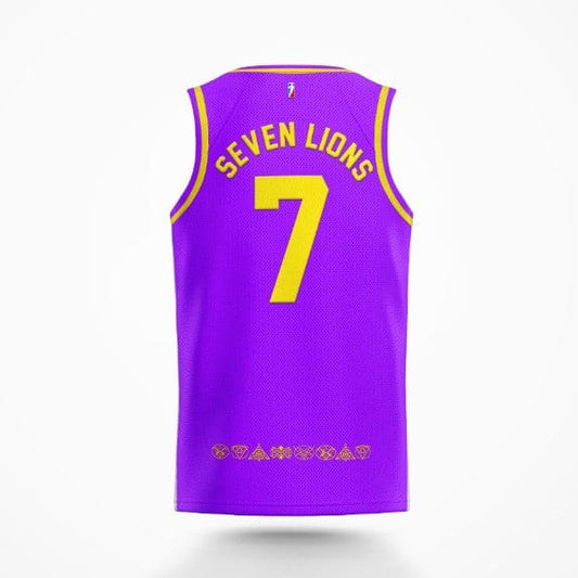 Seven Lions Purple Body Gold Lion Rave Basketball Jersey