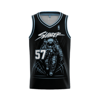 SLANDER Black Astronaut Walking Rave Basketball Jersey