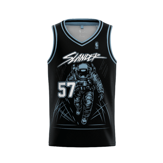SLANDER Black Astronaut Walking Rave Basketball Jersey