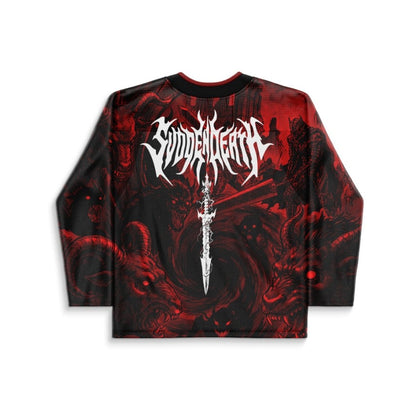SVDDEN DEATH Dark Black Horned Animal Rave Hockey Jersey