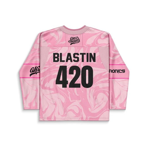 Griztronics Pink Liquid Marble Rave Hockey Jersey