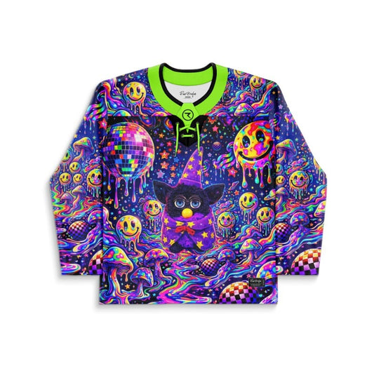 Neon Psychedelic Scene Rave Hockey Jersey