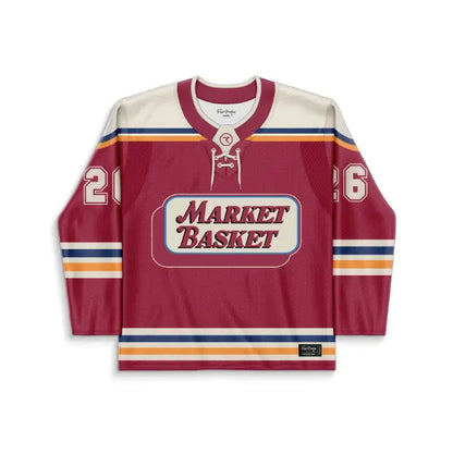 Maroon Retro Grocery Rave Hockey Jersey