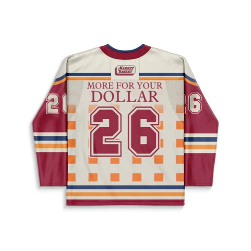 Maroon Retro Grocery Rave Hockey Jersey