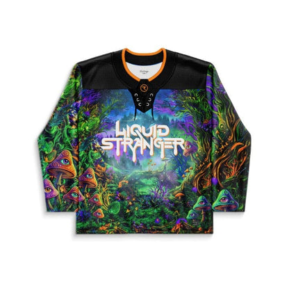 Liquid Stranger Black Psychedelic Mushroom Rave Hockey Jersey
