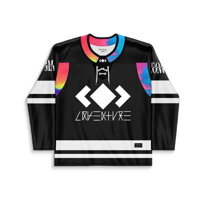 Black Geometric Diamond Rave Hockey Jersey